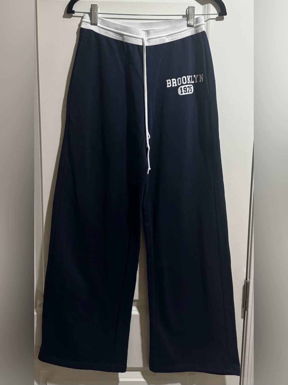 Edikted Navy Jogger Sweatpants with White Waistband